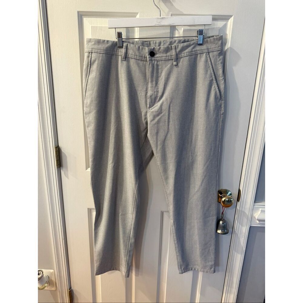 Zara Man Gray & White Micro Check Straight Leg Pants sz 38 EUC